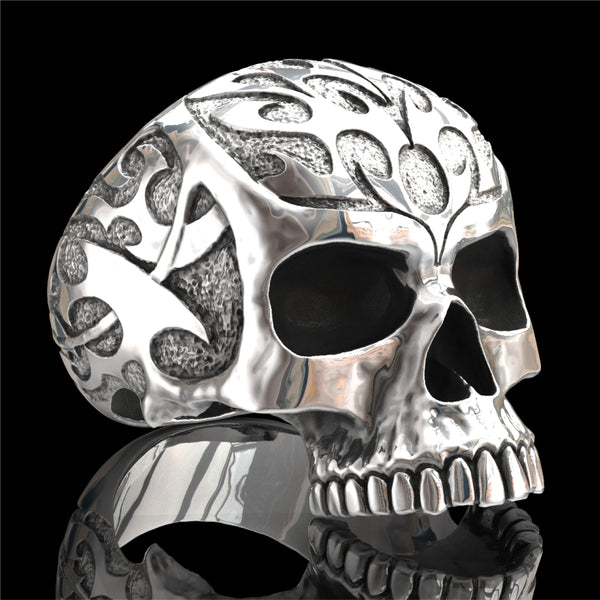 Carved skull ring