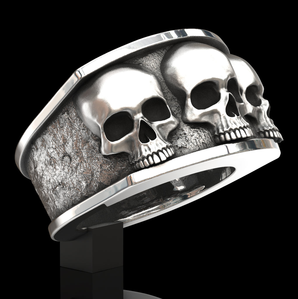 Three skull ring – John Patrick Jewellery