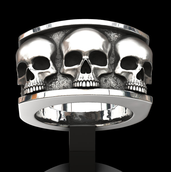 Three skull ring – John Patrick Jewellery