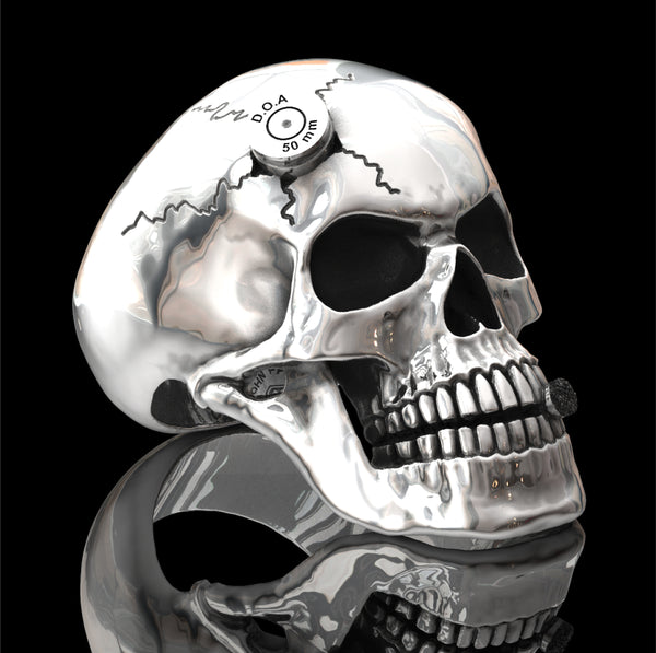 Bullet to the head skull ring