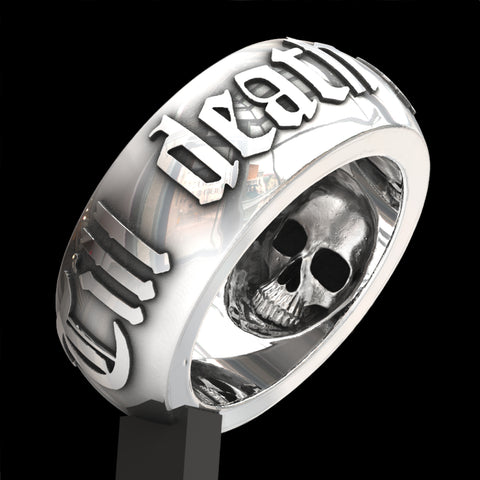 Till Death Do Us Part 10mm wide skull ring